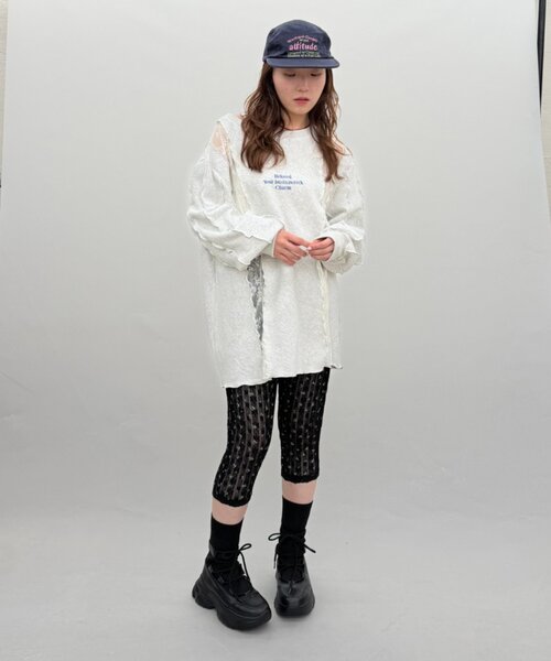 w closet（ダブルクローゼット）の「レース花柄カプリパンツ（その他パンツ・レディース・ブラック/オフホワイト・FREE）」の10枚目の写真
