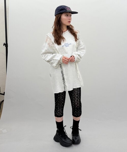 w closet（ダブルクローゼット）の「レース花柄カプリパンツ（その他パンツ・レディース・ブラック/オフホワイト・FREE）」の11枚目の写真