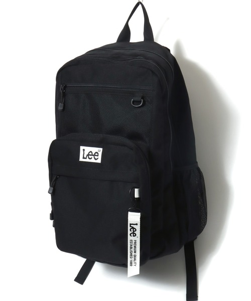 Lee(リー)の「Lee(リー)ブランドネームキーホルダー付 ワンポイントロゴ刺繍 メッシュポケット 撥水バックパック/リュックサック(バックパック/リュック・レディース・ブラック×ホワイト/ブラック×パープル/ブラック×ピンク/ブラック×ブラック/ブラック×グリーン・FREE)」の1枚目の写真