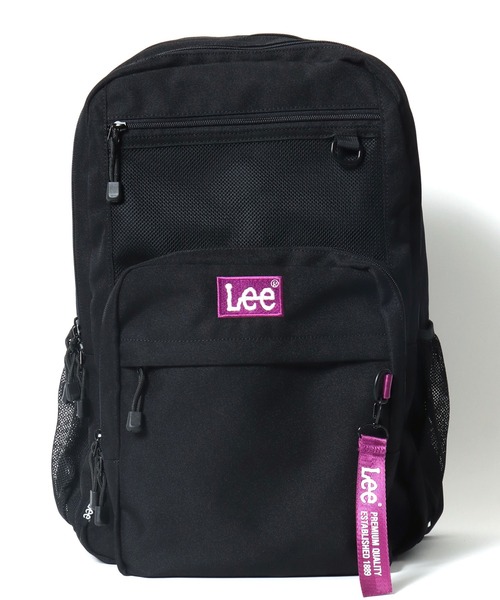 Lee(リー)の「Lee(リー)ブランドネームキーホルダー付 ワンポイントロゴ刺繍 メッシュポケット 撥水バックパック/リュックサック(バックパック/リュック・レディース・ブラック×ホワイト/ブラック×パープル/ブラック×ピンク/ブラック×ブラック/ブラック×グリーン・FREE)」の10枚目の写真