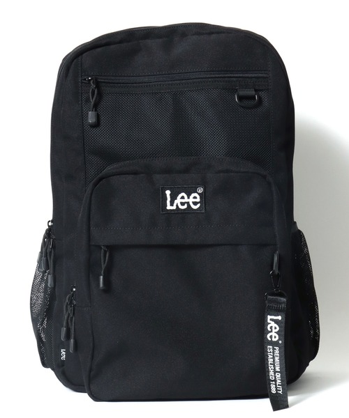 Lee(リー)の「Lee(リー)ブランドネームキーホルダー付 ワンポイントロゴ刺繍 メッシュポケット 撥水バックパック/リュックサック(バックパック/リュック・レディース・ブラック×ホワイト/ブラック×パープル/ブラック×ピンク/ブラック×ブラック/ブラック×グリーン・FREE)」の8枚目の写真