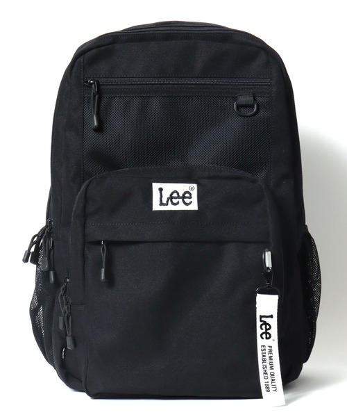 Lee(リー)の「Lee(リー)ブランドネームキーホルダー付 ワンポイントロゴ刺繍 メッシュポケット 撥水バックパック/リュックサック(バックパック/リュック・レディース・ブラック×ホワイト/ブラック×パープル/ブラック×ピンク/ブラック×ブラック/ブラック×グリーン・FREE)」の6枚目の写真