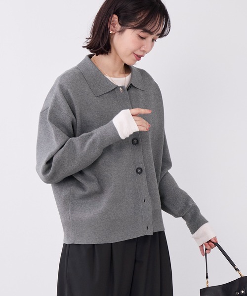 MICA&DEAL(マイカ&ディール)の「ミラノリブカラーカーディガン(ニット/セーター・レディース・グレー/キャメル/ブラック・FREE)」の5枚目の写真