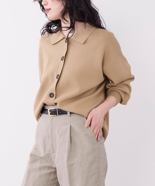 MICA&DEAL(マイカ&ディール)の「ミラノリブカラーカーディガン(ニット/セーター・レディース・グレー/キャメル/ブラック・FREE)」の12枚目の写真