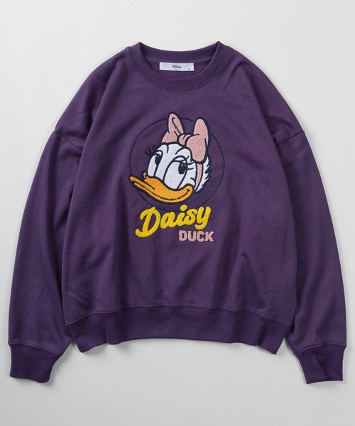 Disney(ディズニー)の「【71】【Disney/ディズニー】ミッキーマウス/ミニーマウス/ドナルドダック/デイジー/裏毛 ワイドシルエット クルーネック スウェット/トレーナー/オーバーサイズ/キャラクター/サガラ刺繍/レディース(S)(スウェット・レディース・パープル/チャコールグレー/オートミール/ピンク・M/L)」の7枚目の写真
