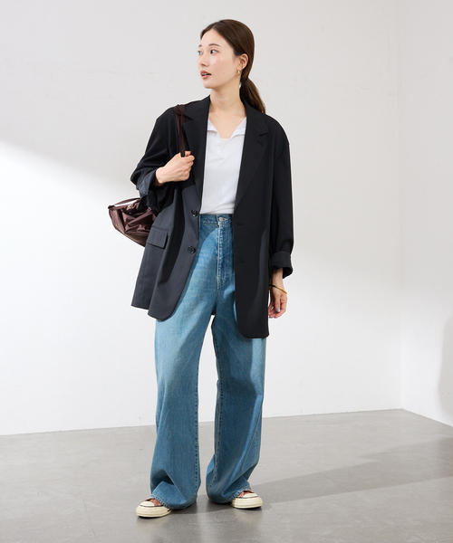 FRAMeWORK（フレームワーク）の「≪手洗い可 / UVカット≫UVカットウォッシャブルOVERジャケット（テーラードジャケット・レディース・ブラック/チャコールグレー・36/38）」の5枚目の写真