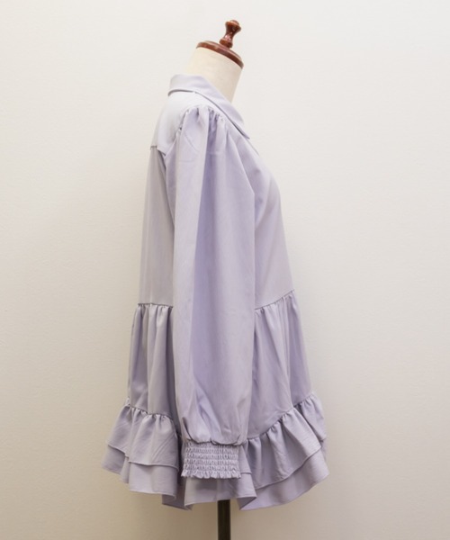 CLETTE(クレット)の「フリルティアードリボンタイブラウス(シャツ/ブラウス・レディース・ブルー/ラベンダー/オフホワイト・LL/3L/4L)」の18枚目の写真