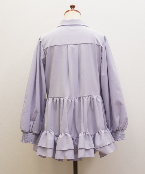CLETTE(クレット)の「フリルティアードリボンタイブラウス(シャツ/ブラウス・レディース・ブルー/ラベンダー/オフホワイト・LL/3L/4L)」の19枚目の写真