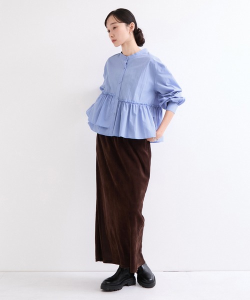 le cercle ADAM ET ROPE'(ルセルクルアダムエロペ)の「裾フリルブラウス(シャツ/ブラウス・レディース・チャコールグレー/ブルー/マスタード・FREE)」の7枚目の写真