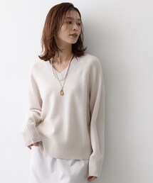 ウールカシミヤVネックニット