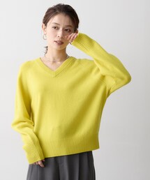ウールカシミヤVネックニット