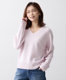 ウールカシミヤVネックニット