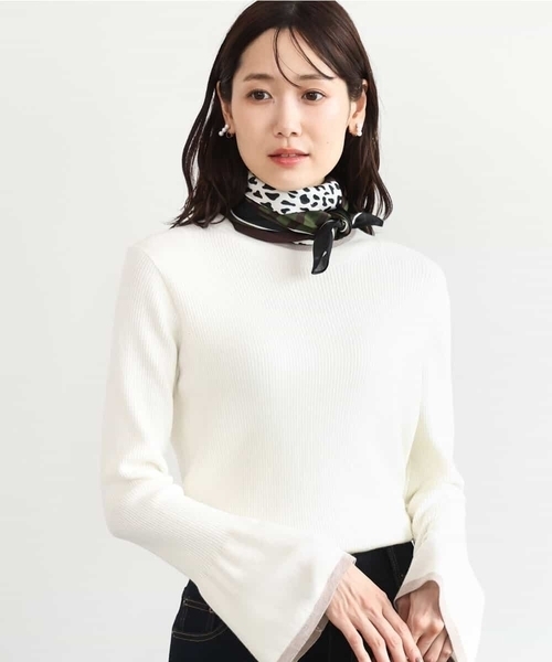 MK MICHEL KLEIN（エムケーミッシェルクラン）の「[洗える]配色ラメライン入りフレアースリーブニット（ニット/セーター・レディース・アイボリー/レッド/ブラック/ホワイト・38）」の14枚目の写真