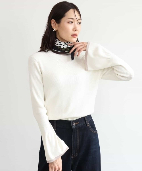 MK MICHEL KLEIN（エムケーミッシェルクラン）の「[洗える]配色ラメライン入りフレアースリーブニット（ニット/セーター・レディース・アイボリー/レッド/ブラック/ホワイト・38）」の15枚目の写真
