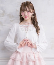 クロスリボンヨーク切替長袖トップス
