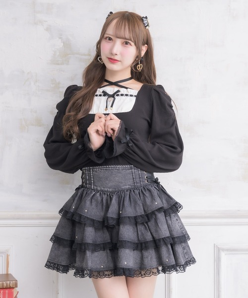 ROJITA(ロジータ)の「クロスリボンヨーク切替長袖トップス(Tシャツ/カットソー・レディース・ブラック/ピンクベージュ/ホワイト・FREE)」の9枚目の写真