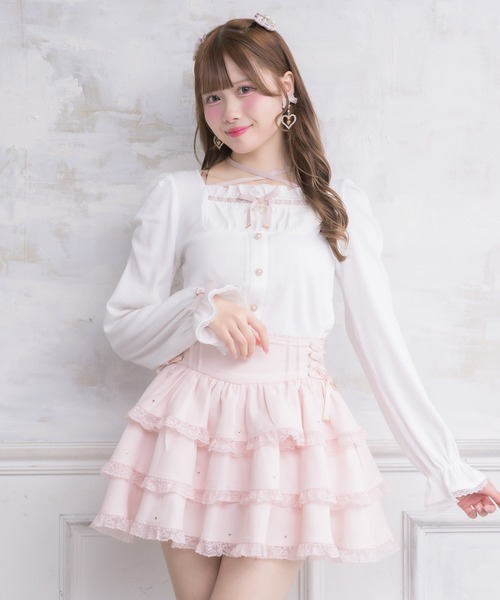 ROJITA(ロジータ)の「クロスリボンヨーク切替長袖トップス(Tシャツ/カットソー・レディース・ブラック/ピンクベージュ/ホワイト・FREE)」の19枚目の写真