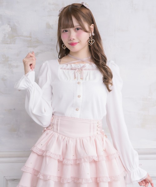 ROJITA(ロジータ)の「クロスリボンヨーク切替長袖トップス(Tシャツ/カットソー・レディース・ブラック/ピンクベージュ/ホワイト・FREE)」の16枚目の写真