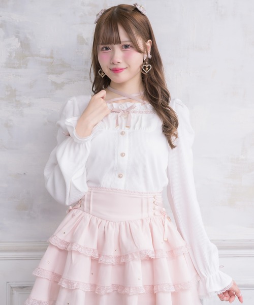 ROJITA(ロジータ)の「クロスリボンヨーク切替長袖トップス(Tシャツ/カットソー・レディース・ブラック/ピンクベージュ/ホワイト・FREE)」の17枚目の写真