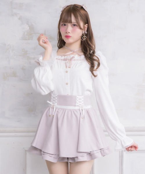ROJITA(ロジータ)の「クロスリボンヨーク切替長袖トップス(Tシャツ/カットソー・レディース・ブラック/ピンクベージュ/ホワイト・FREE)」の21枚目の写真