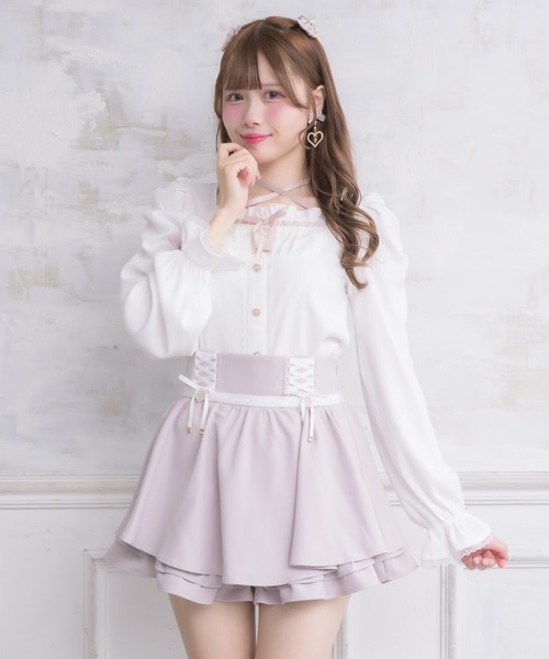 ROJITA(ロジータ)の「クロスリボンヨーク切替長袖トップス(Tシャツ/カットソー・レディース・ブラック/ピンクベージュ/ホワイト・FREE)」の22枚目の写真