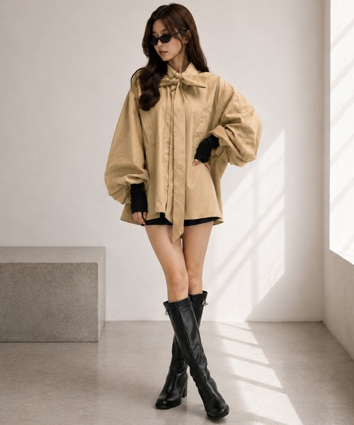 by LEGNA(バイレグナ)の「【先行特別価格】バルーンスリーブ撥水ベルト付きトレンチコート(トレンチコート・レディース・モカ/ブラック/アイボリー・FREE)」の14枚目の写真