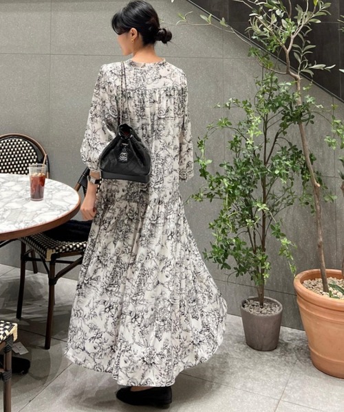 YUGA(ユーガ)の「YUGA_YGMC Korean-style Classic Print Bow-Tie Dress(ワンピース・レディース・ブルー/ブラック・FREE)」の7枚目の写真