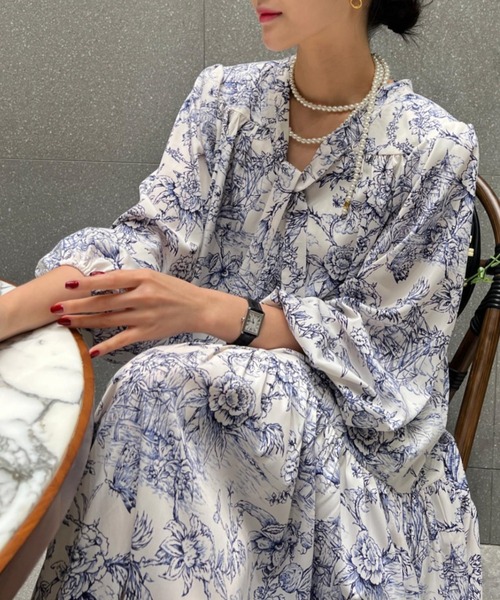 YUGA(ユーガ)の「YUGA_YGMC Korean-style Classic Print Bow-Tie Dress(ワンピース・レディース・ブルー/ブラック・FREE)」の9枚目の写真