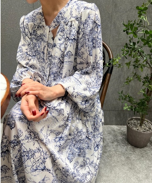 YUGA(ユーガ)の「YUGA_YGMC Korean-style Classic Print Bow-Tie Dress(ワンピース・レディース・ブルー/ブラック・FREE)」の12枚目の写真