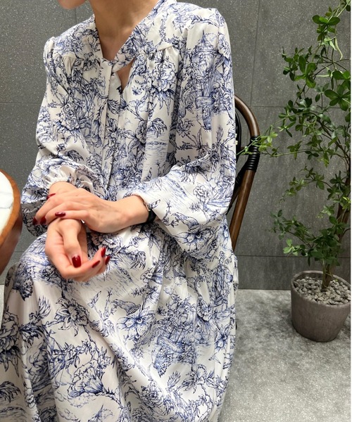 YUGA(ユーガ)の「YUGA_YGMC Korean-style Classic Print Bow-Tie Dress(ワンピース・レディース・ブルー/ブラック・FREE)」の13枚目の写真