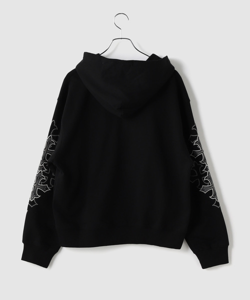 SUPPLIER(サプライヤー)の「SUPPLIER / サプライヤー Multiple Cross Patch Zip Hoodie(パーカー・メンズ・ブラック/グレー・MEDIUM/LARGE)」の4枚目の写真