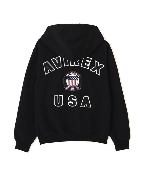 AVIREX(アヴィレックス)の「AVIREX -SIGNATURE VARSITY LOGO ZIP PZRKA(パーカー・メンズ・ブラック/グレー/ホワイト・L/M/XL)」の8枚目の写真