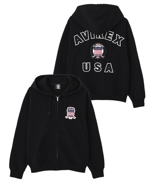 AVIREX(アヴィレックス)の「AVIREX -SIGNATURE VARSITY LOGO ZIP PZRKA(パーカー・メンズ・ブラック/グレー/ホワイト・L/M/XL)」の22枚目の写真