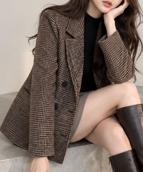 GLAMOROUS JANE(グラマラスジェーン)の「ガンクラブチェックテーラードペプラムダブルジャケット(テーラードジャケット・レディース・ブラウン/ブラック・FREE)」の17枚目の写真