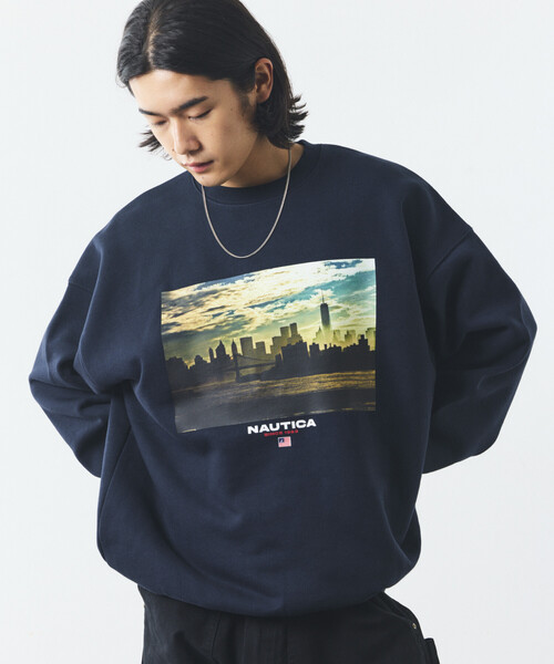 NAUTICA(ノーティカ)の「NAUTICA/ノーティカ Jiro Konami CREW SWEAT 1(スウェット・メンズ・ライトグレー/ネイビー・SMALL/MEDIUM/LARGE/X-LARGE)」の1枚目の写真