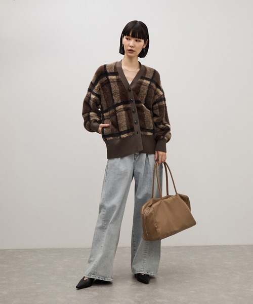ADAM ET ROPE'(アダムエロペ)の「【WEB限定】ジャカードフェザーカーディガン(カーディガン/ボレロ・レディース・ブラウン系その他/グレー/ダークブラウン・FREE)」の6枚目の写真