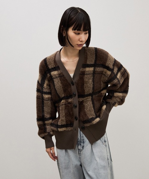 ADAM ET ROPE'(アダムエロペ)の「【WEB限定】ジャカードフェザーカーディガン(カーディガン/ボレロ・レディース・ブラウン系その他/グレー/ダークブラウン・FREE)」の8枚目の写真