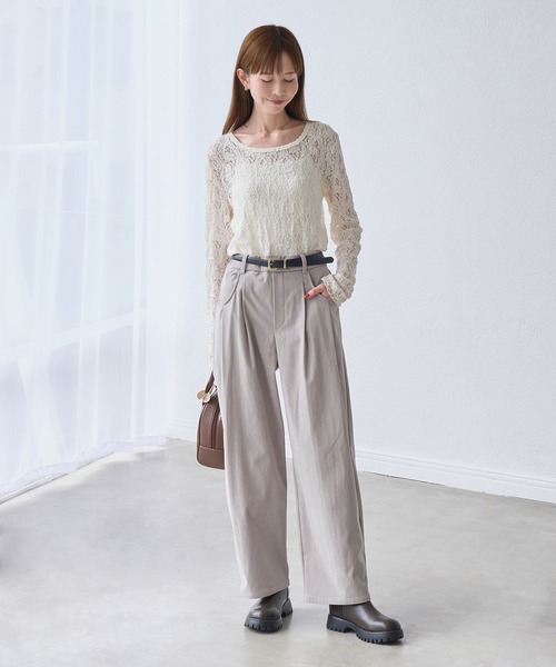 ROPE' PICNIC(ロペピクニック)の「トリコットコーデュロイジャージーパンツ(その他パンツ・レディース・ダークブラウン/グレー/キナリ・S/M/L)」の4枚目の写真