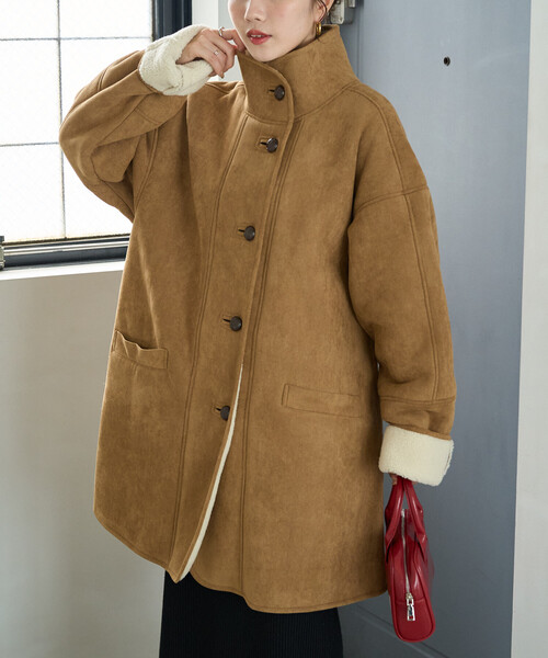 m08 ✨良品✨フェイクムートンコート フーデッドコート セール】限定展開 フェイク ムートン ボア ハーフコート（ムートン