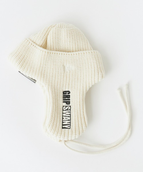 NEW ERA(ニューエラ)の「GRIP SWANY/グリップスワニー × NEW ERA/ニューエラ KNIT TRAPPER ニットキャップ ロゴ刺繍 秋 秋服 2026年秋冬(ニットキャップ/ビーニー・メンズ・ブラック/ベージュ/アイボリー・FREE)」の3枚目の写真