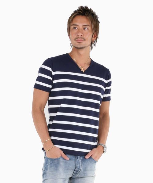 A.S.M（エーエスエム）の「ボーダーＴシャツ（Tシャツ/カットソー・メンズ・ブラック×ホワイト/ホワイト×ブラック/ホワイト×ネイビー/ブルー系その他・50/48）」の4枚目の写真