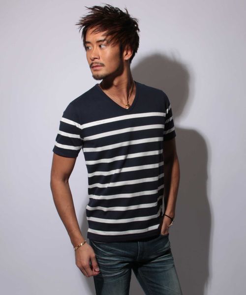 A.S.M（エーエスエム）の「ボーダーＴシャツ（Tシャツ/カットソー・メンズ・ブラック×ホワイト/ホワイト×ブラック/ホワイト×ネイビー/ブルー系その他・50/48）」の16枚目の写真