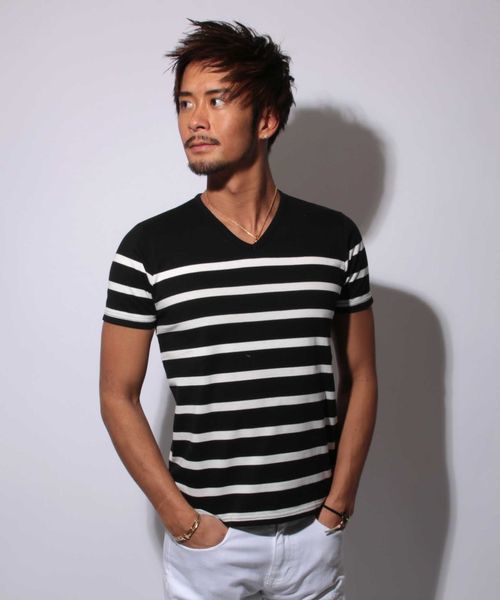 A.S.M（エーエスエム）の「ボーダーＴシャツ（Tシャツ/カットソー・メンズ・ブラック×ホワイト/ホワイト×ブラック/ホワイト×ネイビー/ブルー系その他・50/48）」の18枚目の写真