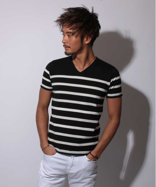 A.S.M（エーエスエム）の「ボーダーＴシャツ（Tシャツ/カットソー・メンズ・ブラック×ホワイト/ホワイト×ブラック/ホワイト×ネイビー/ブルー系その他・50/48）」の5枚目の写真