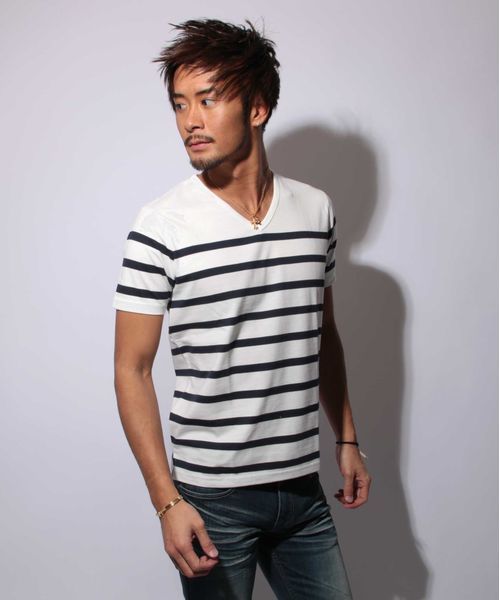 A.S.M（エーエスエム）の「ボーダーＴシャツ（Tシャツ/カットソー・メンズ・ブラック×ホワイト/ホワイト×ブラック/ホワイト×ネイビー/ブルー系その他・50/48）」の6枚目の写真