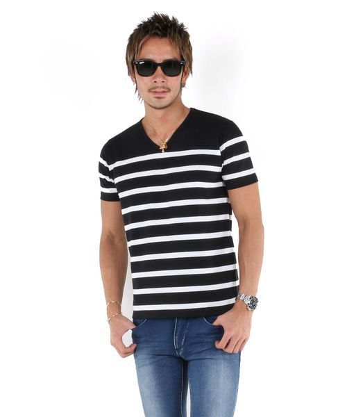 A.S.M（エーエスエム）の「ボーダーＴシャツ（Tシャツ/カットソー・メンズ・ブラック×ホワイト/ホワイト×ブラック/ホワイト×ネイビー/ブルー系その他・50/48）」の9枚目の写真