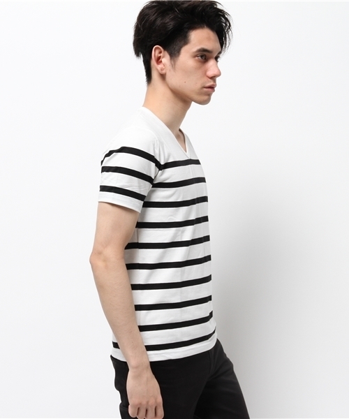 A.S.M（エーエスエム）の「ボーダーＴシャツ（Tシャツ/カットソー・メンズ・ブラック×ホワイト/ホワイト×ブラック/ホワイト×ネイビー/ブルー系その他・50/48）」の21枚目の写真