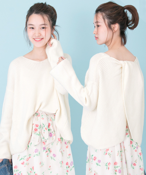 URBAN RESEARCH（アーバンリサーチ）の「UR BACKねじり片畦ニット（ニット/セーター・レディース・ライトカーキ/オフホワイト/ラベンダー・FREE）」の15枚目の写真