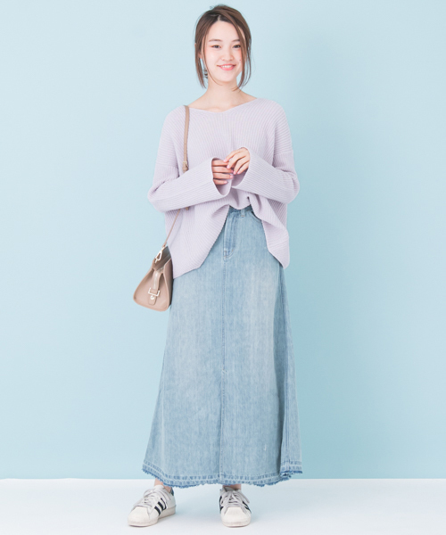 URBAN RESEARCH（アーバンリサーチ）の「UR BACKねじり片畦ニット（ニット/セーター・レディース・ライトカーキ/オフホワイト/ラベンダー・FREE）」の10枚目の写真