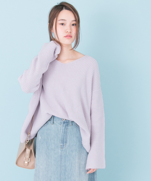 URBAN RESEARCH（アーバンリサーチ）の「UR BACKねじり片畦ニット（ニット/セーター・レディース・ライトカーキ/オフホワイト/ラベンダー・FREE）」の20枚目の写真